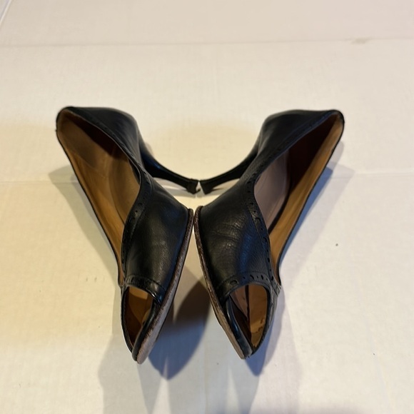 Banana Republic genuine leather open toe black heels made in Italy size 9 - Picture 2 of 9